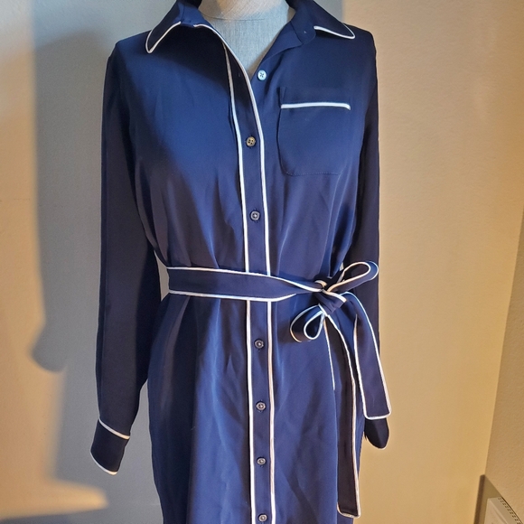 ANN TAYLOR Shirt Dress Women's XSP Navy Blue - Picture 5 of 9